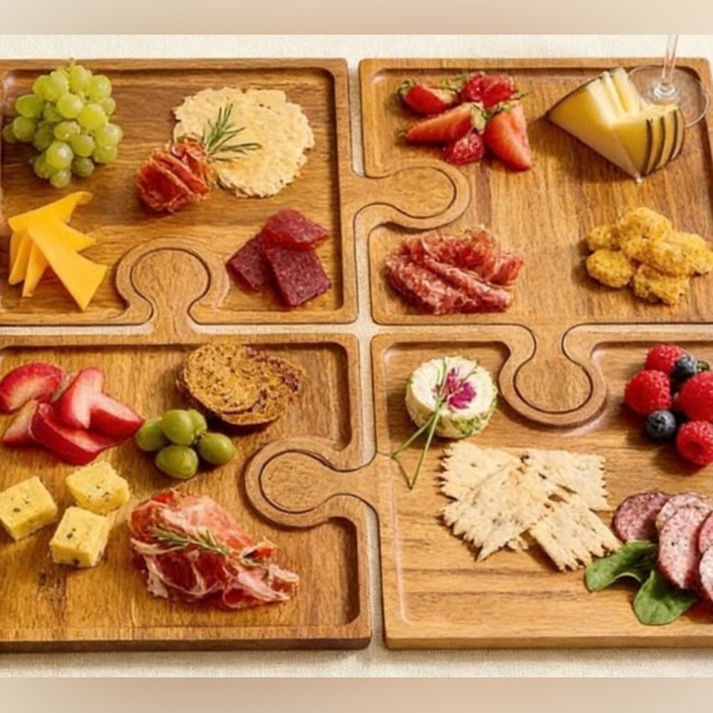 4 Piece Wooden Puzzle Charcuterie Boards